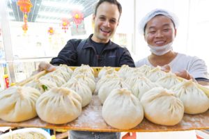 Most SATISFYING Chinese Street Food FACTORY (10,000 BAOZI/Day) + Muslim BREAKFAST Street Food China!