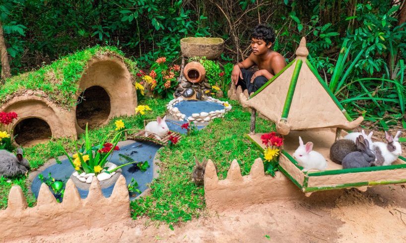 Rescue Abandoned Rabbit And Build the Rabbit Hut with Rabbit Playground Yard