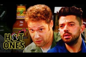 Seth Rogen and Dominic Cooper Suffer While Eating Spicy Wings | Hot Ones