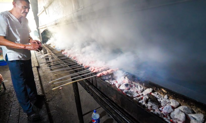 Amazing Uzbek Food in Samarkand - GIANT 21 METER Kebab Grill + Ancient Uzbekistan!