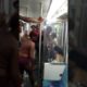 Hood fight guy get jumped on train