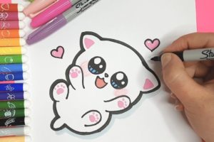 How to Draw a CUTE BABY KITTEN for KIDS - LET'S DRAW KIDS