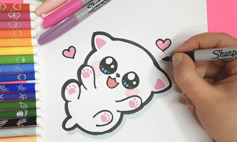 How to Draw a CUTE BABY KITTEN for KIDS - LET'S DRAW KIDS