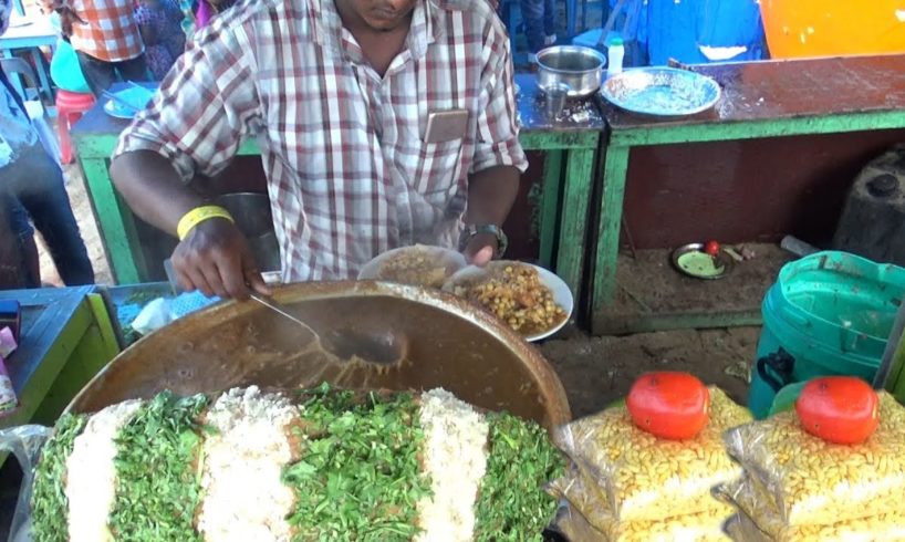 It's a Snacks Time in Chennai - Samosa Chaat /Panipuri Chaat @ 20 rs - Beside Chennai Marina Beach