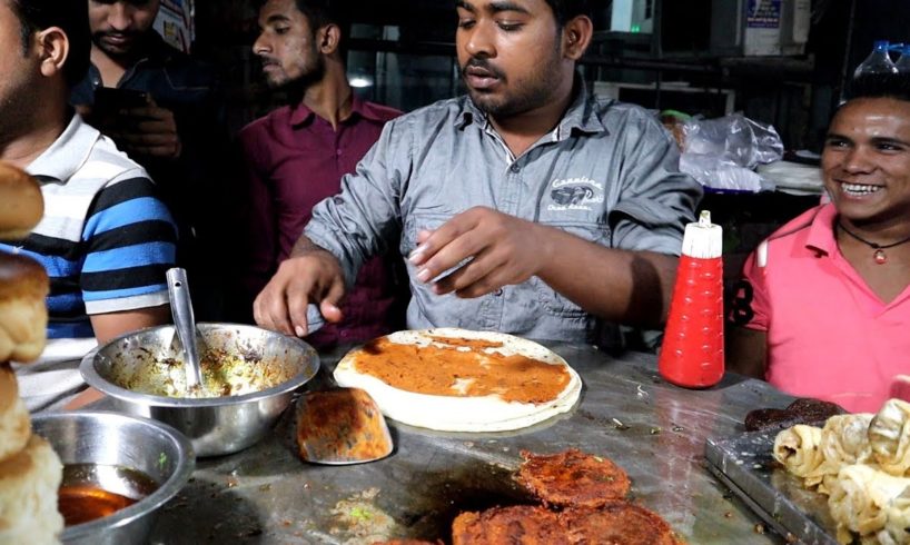 Lucknow Strong Man Selling Veg Kebab Roll @ 20 rs - Indian Street Food Lucknow