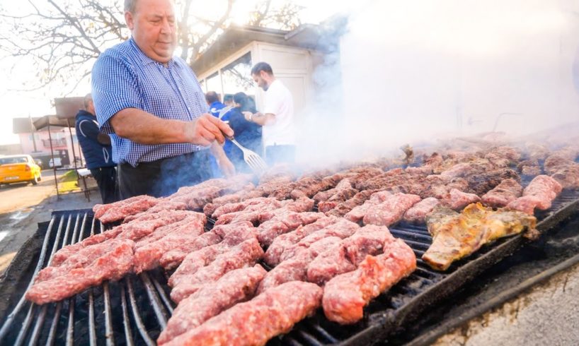 Amazing Street Food in Romania - $1.15 ROMANIAN MICI KEBABS!