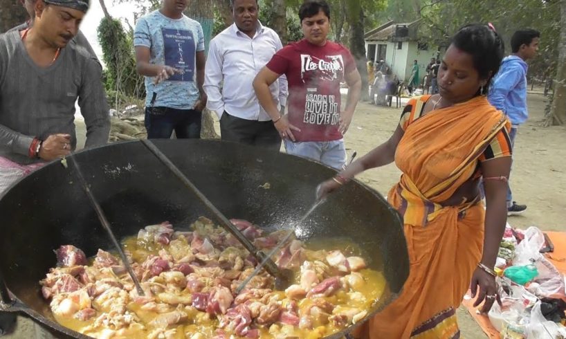 Hardworking Lady & Man Preparing Mutton Curry for Picnic Party - Chandannagar New Digha Park