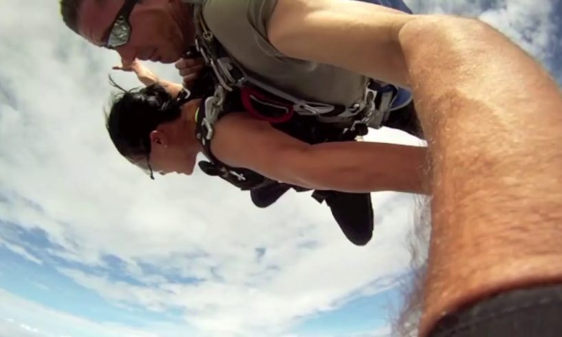 Near death airplane collision with skydiver in free fall