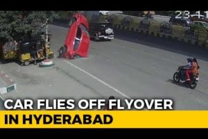 On Camera, Speeding Car Skids Off Hyderabad Flyover, Crashes, Kills 1