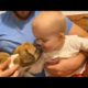 SWEET BABY playing with CUTE PUPPIES | Frenchies! Adorable Christmas Present