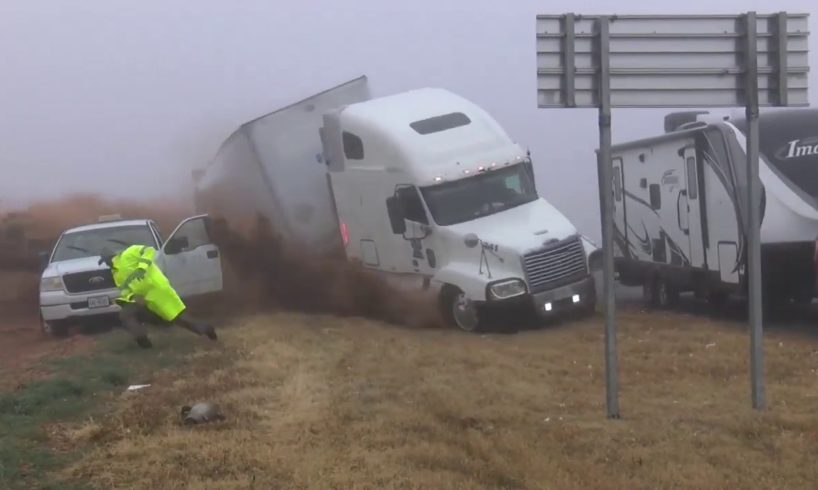 Semi-truck CrasInsane Truck Crash Nearly Wipes out Five Cops