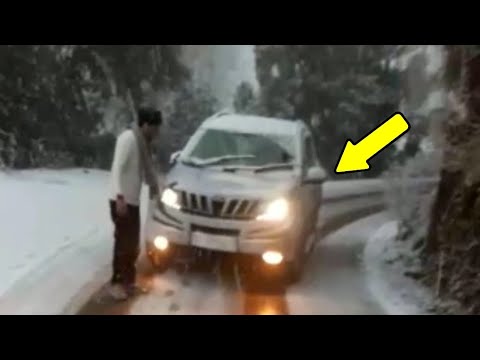 Car Sliding On Snow || Best Snowfall Of The Year In Uttarakhand | Car Sliding On ice