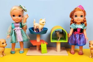 Animal shelter ! Elsa and Anna toddlers adopting a pet ? Barbie and Stacie work there