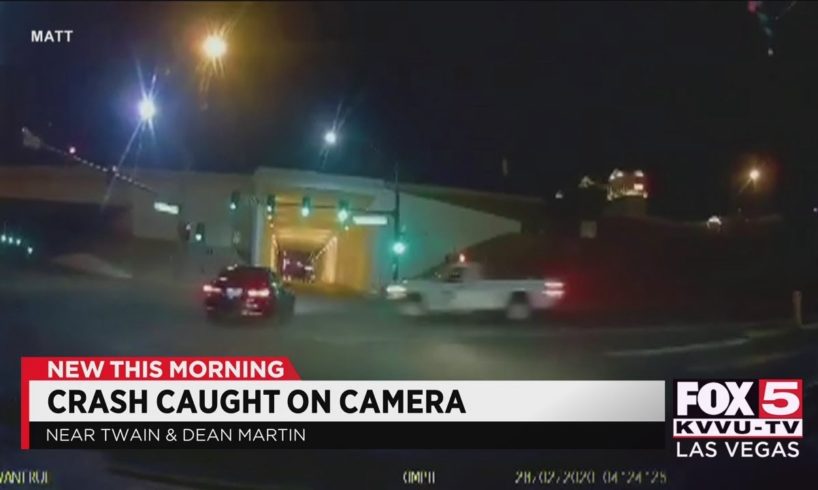 Dash camera video captures crash near Twain and Dean Martin in Las Vegas