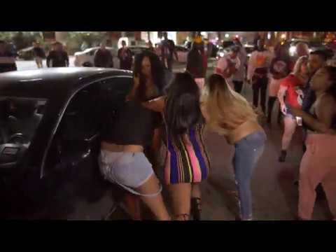 Girls get into crazy fight brawl in parking lot Downtown Austin 3-1-2020