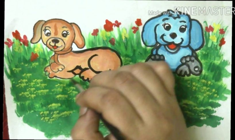 How to draw cute puppies for kids/ how to draw dog step by step coloring/simple animal drawing kids