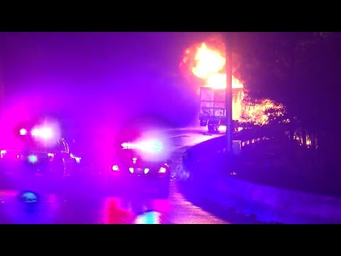 RAW: Fiery big rig crash shuts down Katy Freeway near downtown early Sunday