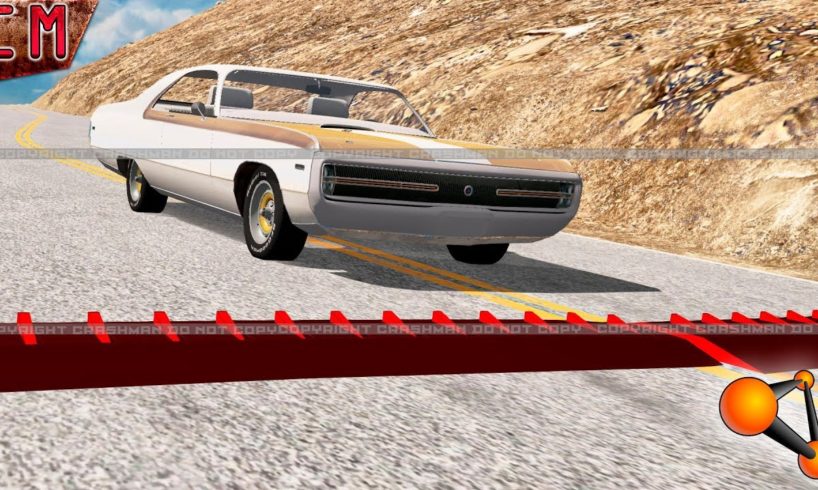 Spike strip knocks the car off the road #4 BeamNG Drive