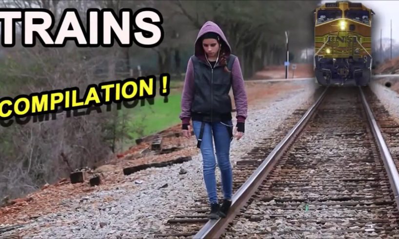 TRAINS VS CARS   Locomotives Accidents Close Calls Lucky People Railroad Crossing Epic Fail
