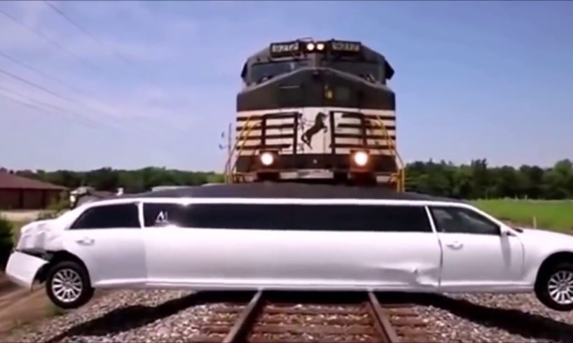 TRAINS VS LIMO & CARS! Railroad Crossing Lucky People Epic Fail Locomotives Close Calls Accidents