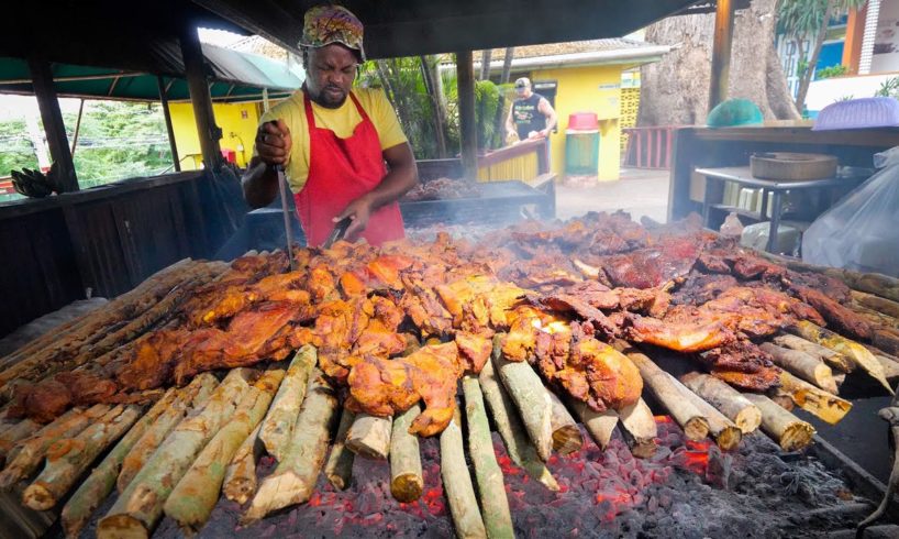 Insane Jamaican Jerk BBQ!! HUGE MEAT PIT + Jerk Champion in Montego Bay, Jamaica! ??