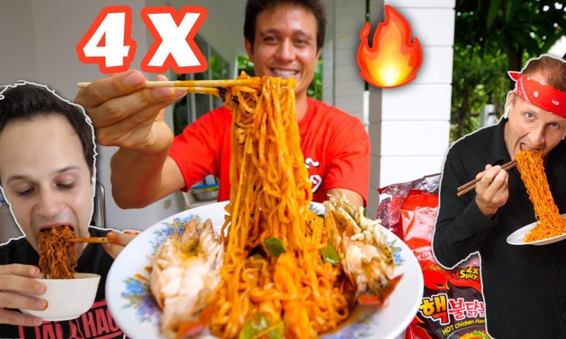 4 X Spicy FIRE RAMEN Challenge ?? EXTRA THAI CHILIES?️ @The Food Ranger @Best Ever Food Review Show​