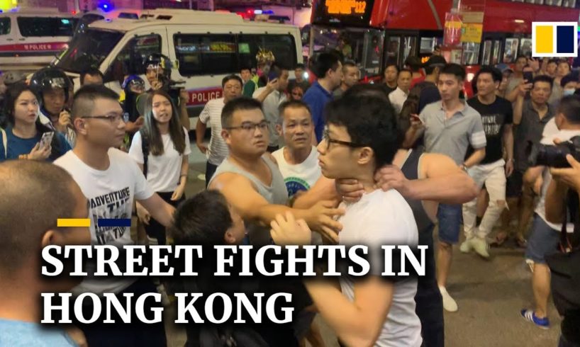Street fights in Hong Kong