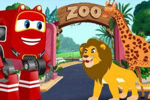 Lion Chases The ZOO Animals and Kids rescued by Supercar Rikki | Cars Cartoon Song