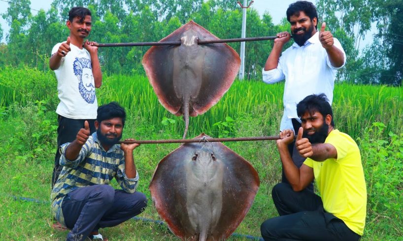 100 Kgs GIANT STINGRAY Fish Cooking | Monster SeaFood Stingray  Cutting and Cooking | Nawabs kitchen