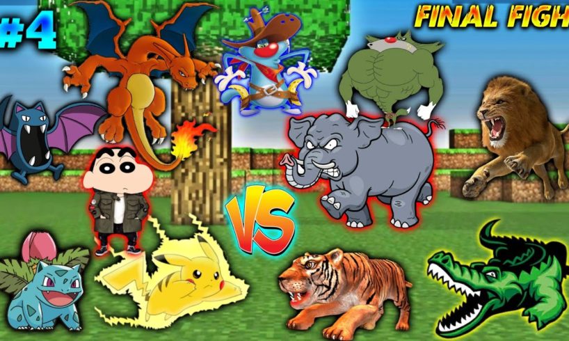 #4 | Minecraft | Pokémon + Shinchan Final Fights With Jack's Animals || With Oggy | Twikay Gamer
