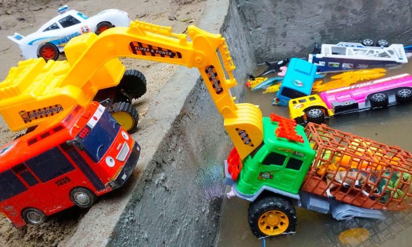Excavator Toys Rescues Police Car Animals Truck Tayo The Little Bus Transport Trucks for Kids