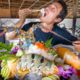 Huge 7 COLOR LOBSTER!! Sashimi + Deep Fried w/ Garlic | Ultimate Food Aquarium!!