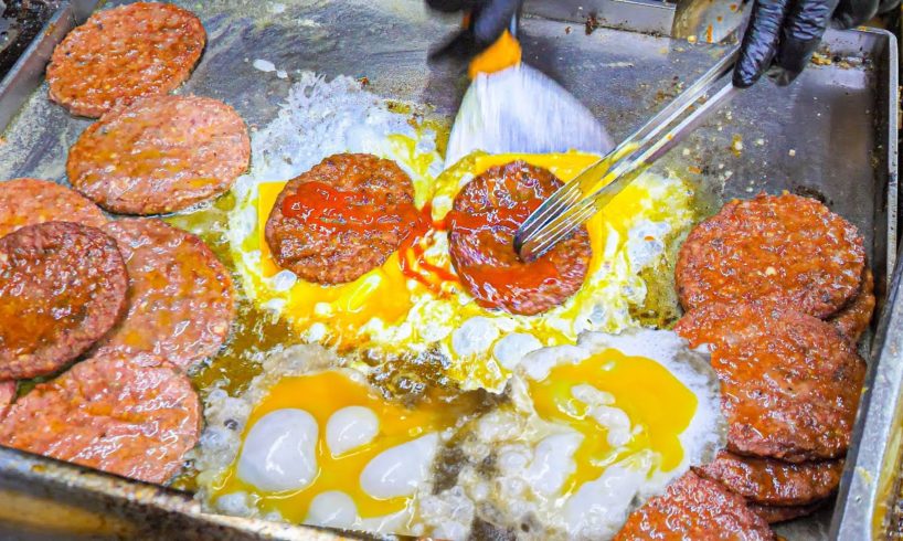 Most EXTREME Street Food in Asia - The MOST SLOPPY Street Burger in THE WORLD w/ BUTTER EGGS!!!