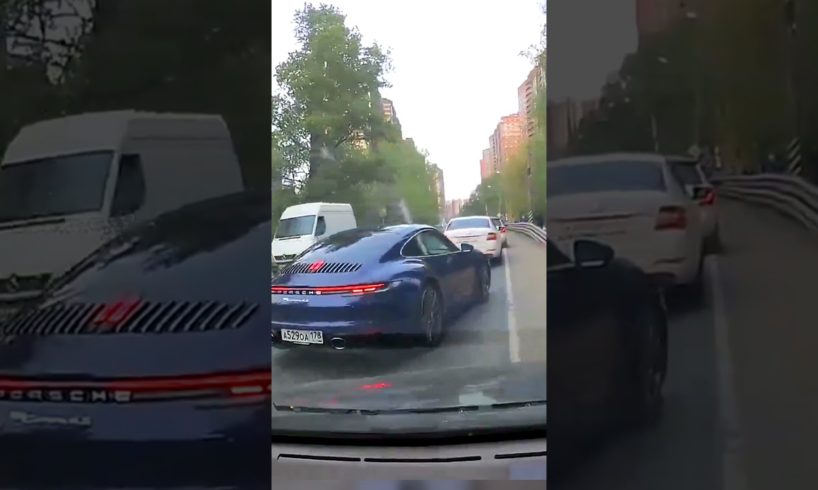 Porsche driver stops naughty mercedes (Idiots in cars) #shorts