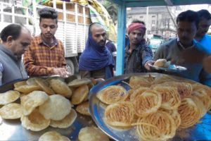 Ranchi People Enjoying Breakfast with Puri & Jilebi - Indian Street Food