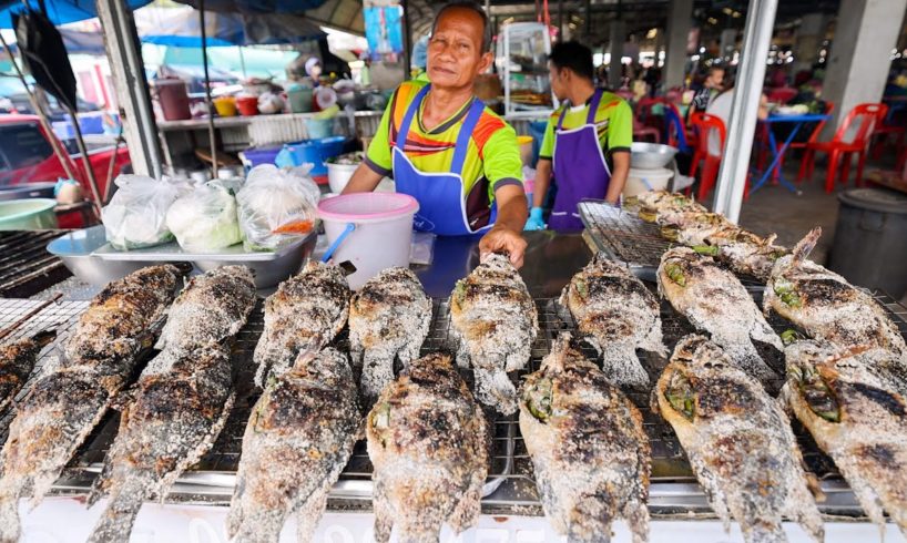 Salt Crusted Tilapia - THAI STREET FOOD Tour in Isaan!! | Kalasin, Thailand!