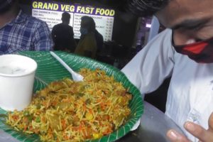 Street Biryani Only 40 Rs Plate | Grand Veg Fast Food | Best Puri Town Street Food