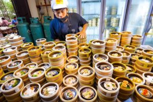 Street Food - DIM SUM SKYSCRAPER!! Market Eating Tour in Southeast Asia!