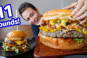 Supersize BURGER!! ? Eating an 11 Pound GIANT BEEF Cheeseburger!!