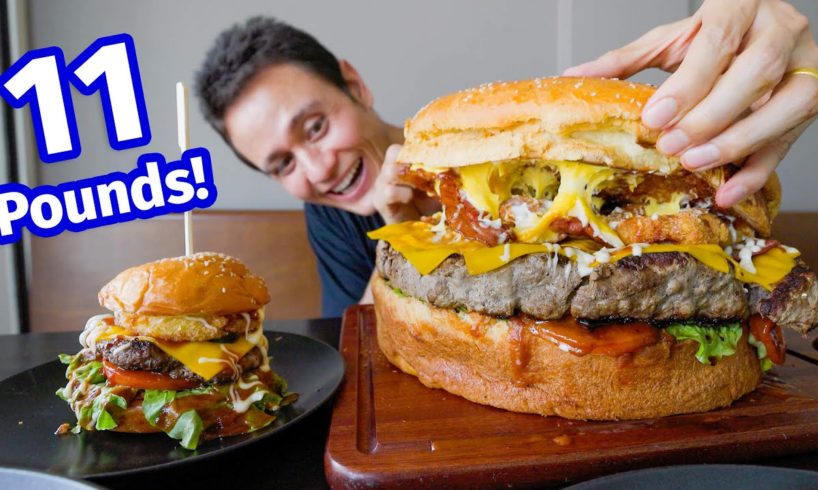 Supersize BURGER!! ? Eating an 11 Pound GIANT BEEF Cheeseburger!!