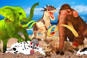 Zombie Mammoth VS Elephant Mammoth Animal Fight T-rex Dinosaur Chase Animal Revolt Epic Battle Video