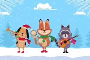 happy merry christmas animation with animals playing instruments 4k video animated bciqhfz