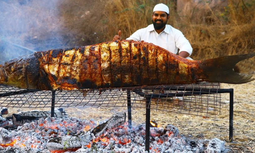 40 Kg Full Fish BBQ Recipe || Big Murrel Sea Fish Grill Recipe || Nawabs kitchen