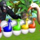 Learn Colors Learn Animals with Gorilla rescues Goose eggs - Funny #Cartoon for Kids