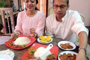 Rainy Day Special Bengali Lunch | Rice with Pomfret Fish Rosa | Katla Jhal | Vegetables