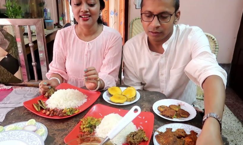 Rainy Day Special Bengali Lunch | Rice with Pomfret Fish Rosa | Katla Jhal | Vegetables