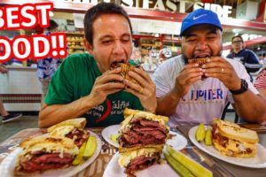 Reading Terminal Market FOOD TOUR - Huge PASTRAMI SANDWICH + Amish Breakfast in Philadelphia!!