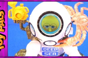 SPONGEBOB Rescues Diver from Deep Sea Adventure Giant Squid Toys Videos by Animal Planet
