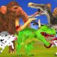 Zombie Mammoth VS Spinosaurus T-rex Dinosaur Attack Cartoon Cow Rescue Mammoth Animal Fight Battle