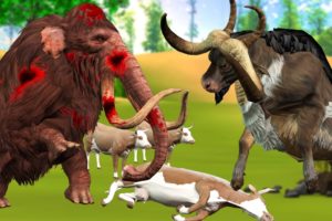 Cow Cartoon,Giant Bulls Vs Zombie Mammoth Elephant Animal Fight | Mammoth Rescue Cow From Zombie